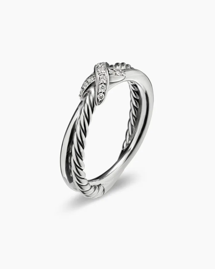 Petite X Ring In Sterling Silver With Diamonds 4mm Women David Yurman Petite Petite X Ring In Sterling Silver With Diamonds 4mm Women David Yurman Petite