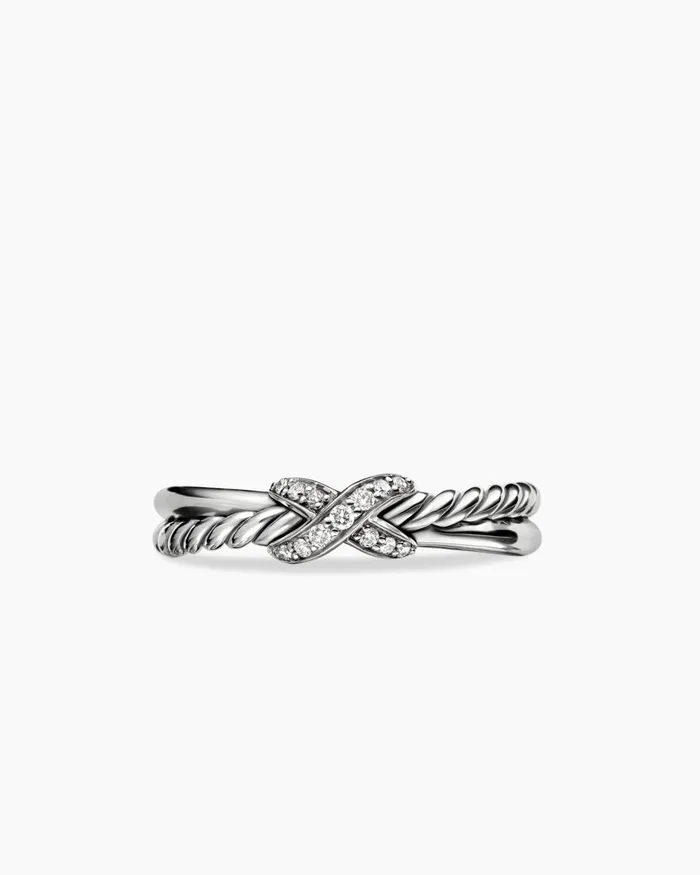 Petite X Ring In Sterling Silver With Diamonds 4mm Women David Yurman Petite Petite X Ring In Sterling Silver With Diamonds 4mm Women David Yurman Petite