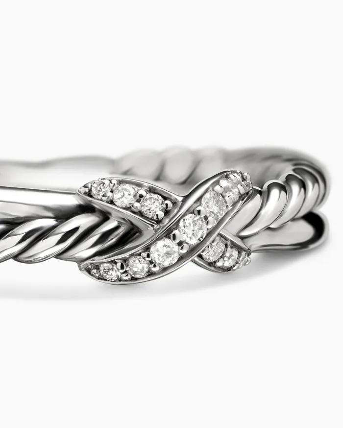 Petite X Ring In Sterling Silver With Diamonds 4mm Women David Yurman Petite Petite X Ring In Sterling Silver With Diamonds 4mm Women David Yurman Petite