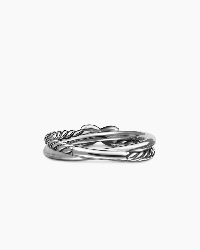 Petite X Ring In Sterling Silver With Diamonds 4mm Women David Yurman Petite Petite X Ring In Sterling Silver With Diamonds 4mm Women David Yurman Petite