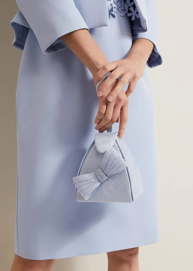 Phase Eight Bags and Clutches Bow Front Top Handle Bag Pale Blue 8211 Women
