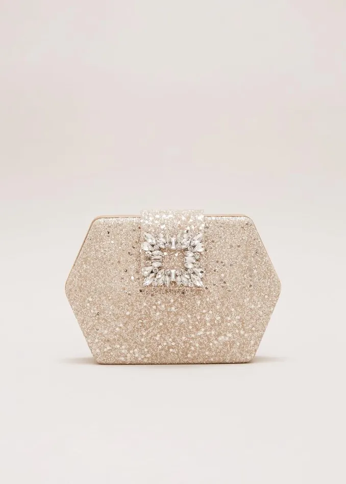 Phase Eight Bags and Clutches Glitter Embellished Hexagon Bag Gold 8211 Women Phase Eight Bags and Clutches Glitter Embellished Hexagon Bag Gold 8211 Women