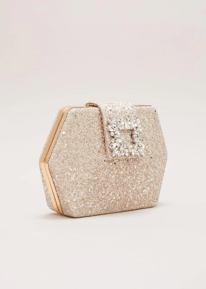 Phase Eight Bags and Clutches Glitter Embellished Hexagon Bag Gold 8211 Women Phase Eight Bags and Clutches Glitter Embellished Hexagon Bag Gold 8211 Women