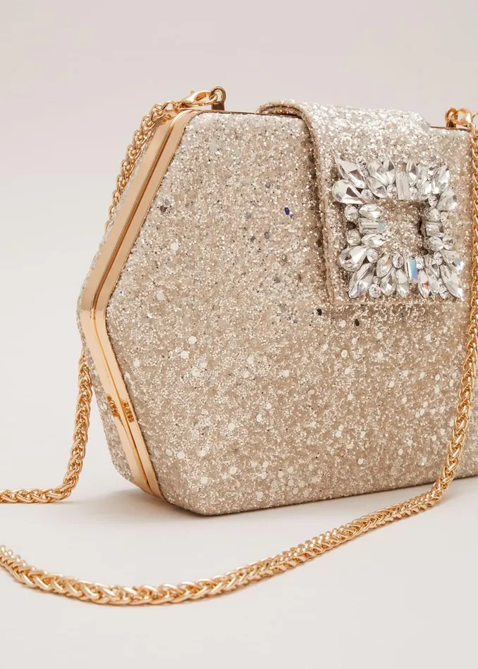 Phase Eight Bags and Clutches Glitter Embellished Hexagon Bag Gold 8211 Women Phase Eight Bags and Clutches Glitter Embellished Hexagon Bag Gold 8211 Women