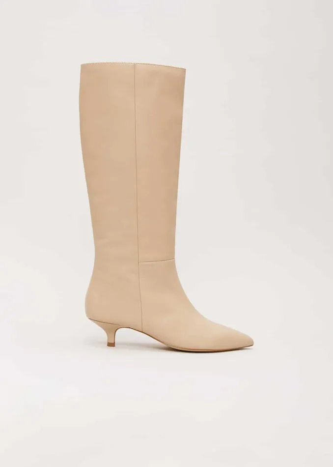 Phase Eight Boots Knee High Kitten Heel Boot Cream 8211 Women