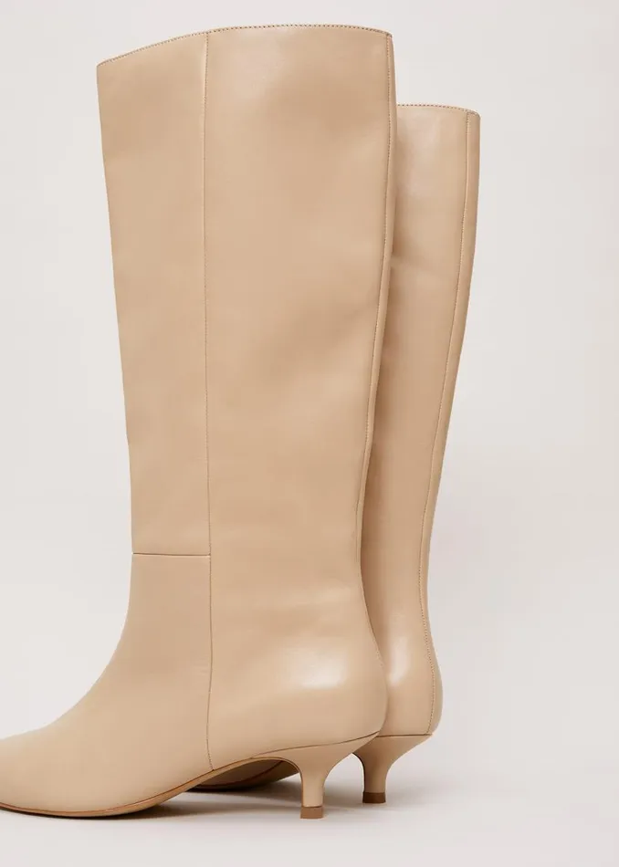 Phase Eight Boots Knee High Kitten Heel Boot Cream 8211 Women