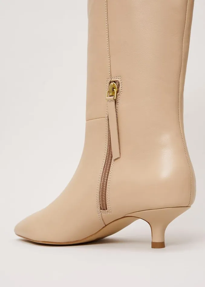 Phase Eight Boots Knee High Kitten Heel Boot Cream 8211 Women