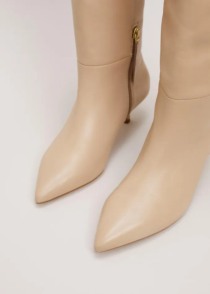 Phase Eight Boots Knee High Kitten Heel Boot Cream 8211 Women