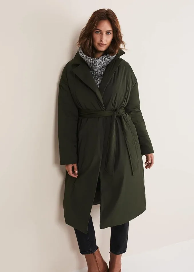 Phase Eight Coats Erin Long Puffer Coat Bottle Green 8211 Women