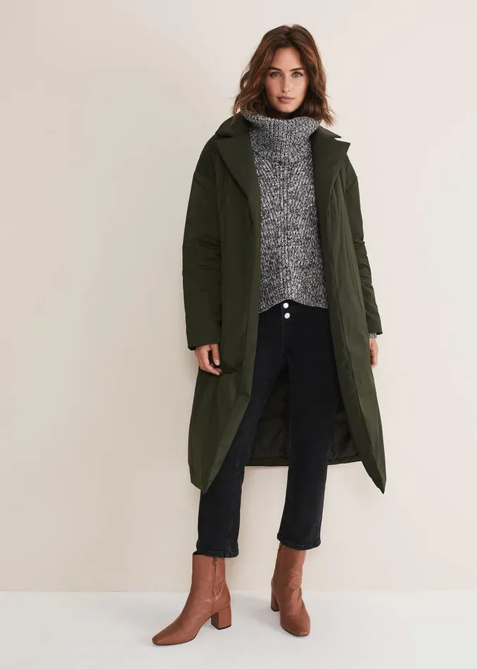 Phase Eight Coats Erin Long Puffer Coat Bottle Green 8211 Women
