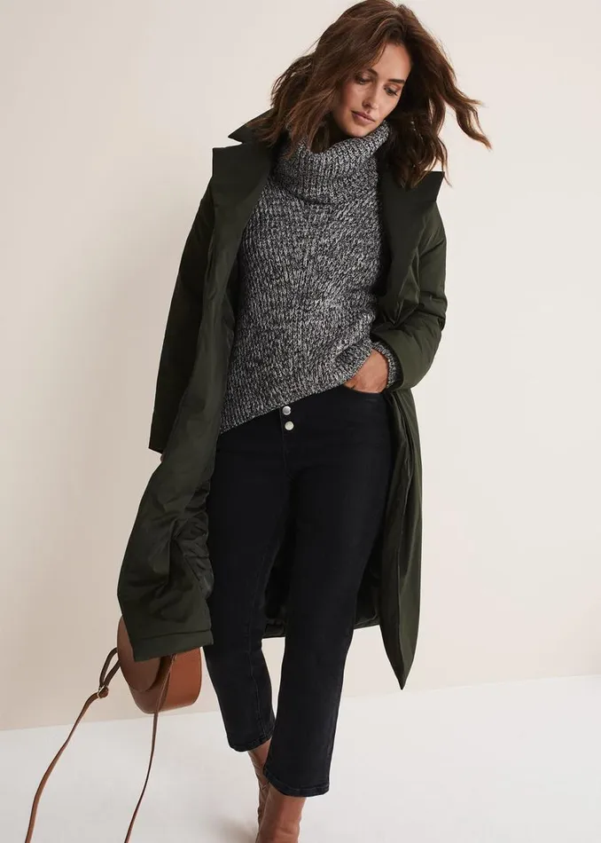 Phase Eight Coats Erin Long Puffer Coat Bottle Green 8211 Women
