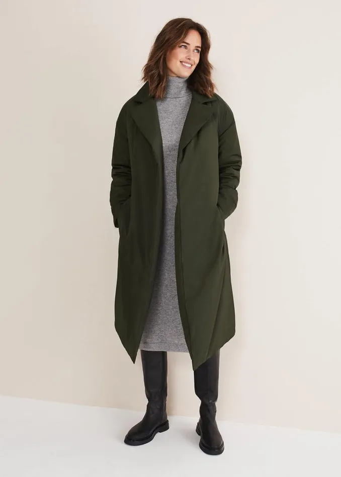 Phase Eight Coats Erin Long Puffer Coat Bottle Green 8211 Women