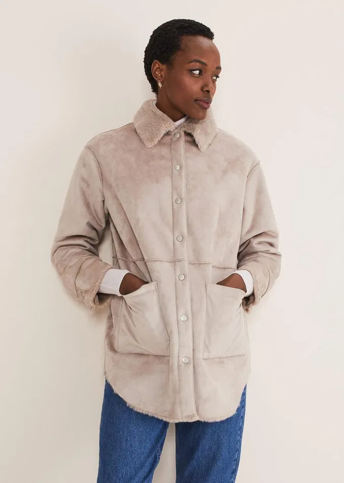 Phase Eight Coats Heidi Reversible Shacket Mink 8211 Women