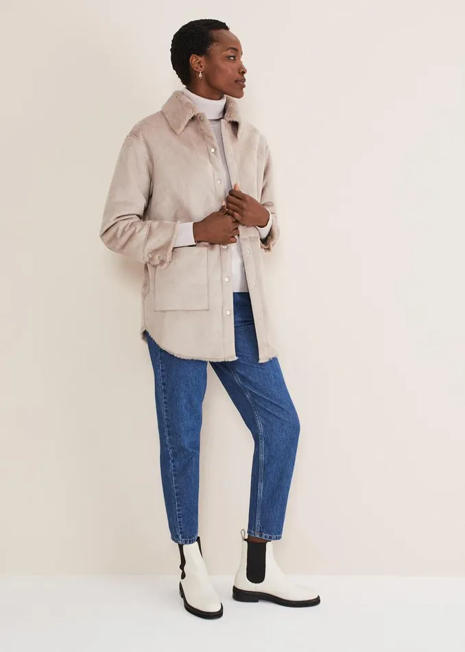 Phase Eight Coats Heidi Reversible Shacket Mink 8211 Women