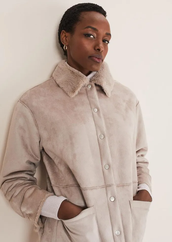 Phase Eight Coats Heidi Reversible Shacket Mink 8211 Women