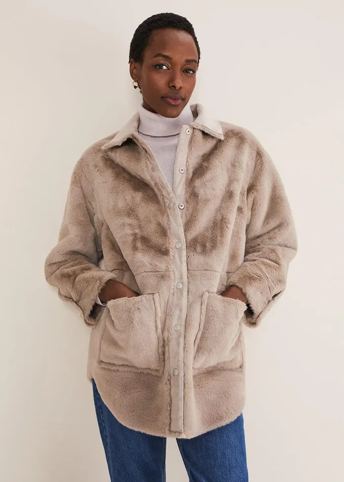 Phase Eight Coats Heidi Reversible Shacket Mink 8211 Women