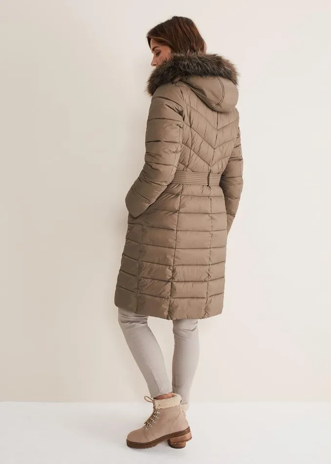 Phase Eight Coats Synthia High Shine Midi Puffer Stone 8211 Women