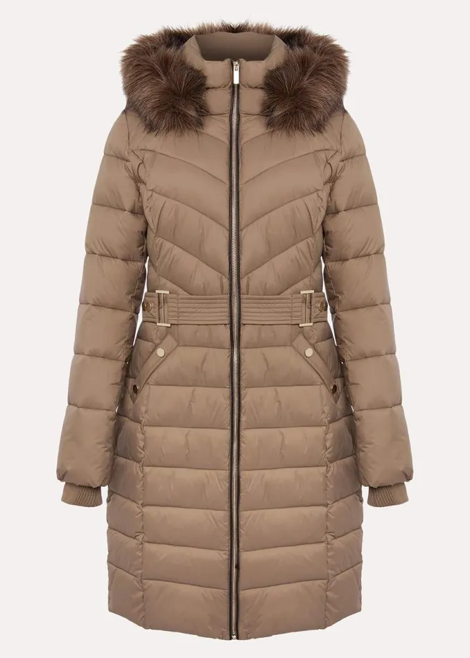 Phase Eight Coats Synthia High Shine Midi Puffer Stone 8211 Women