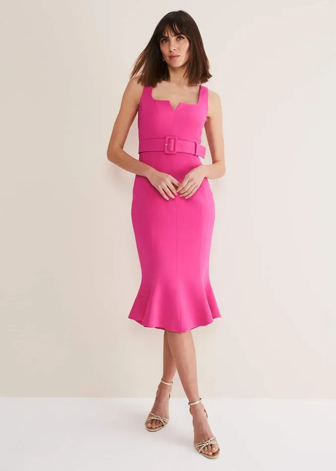 Phase Eight Dresses Adria Pink Fitted Midi Dress Hot Pink 8211 Women