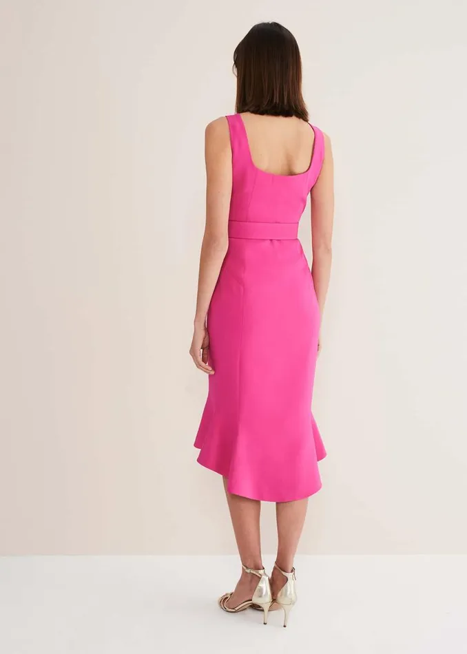 Phase Eight Dresses Adria Pink Fitted Midi Dress Hot Pink 8211 Women