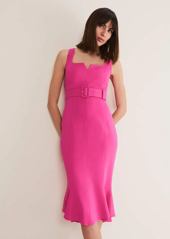 Phase Eight Dresses Adria Pink Fitted Midi Dress Hot Pink 8211 Women