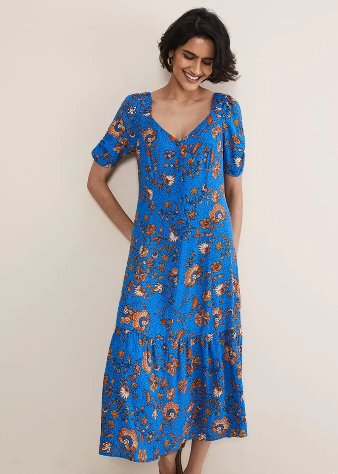 Phase Eight Dresses Adriel Paisley Midi Dress Bluesorange 8211 Women