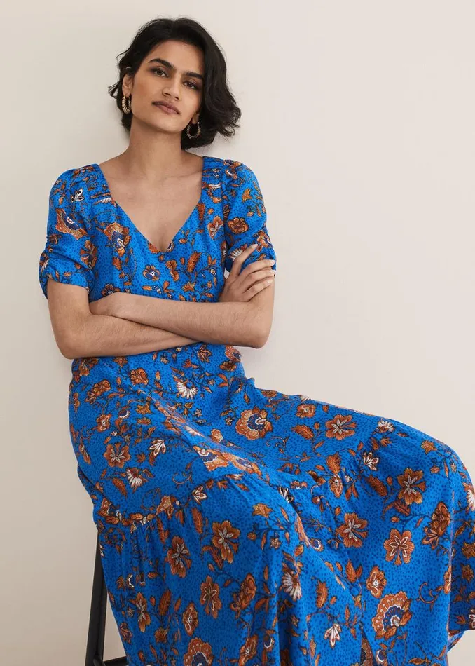 Phase Eight Dresses Adriel Paisley Midi Dress Bluesorange 8211 Women