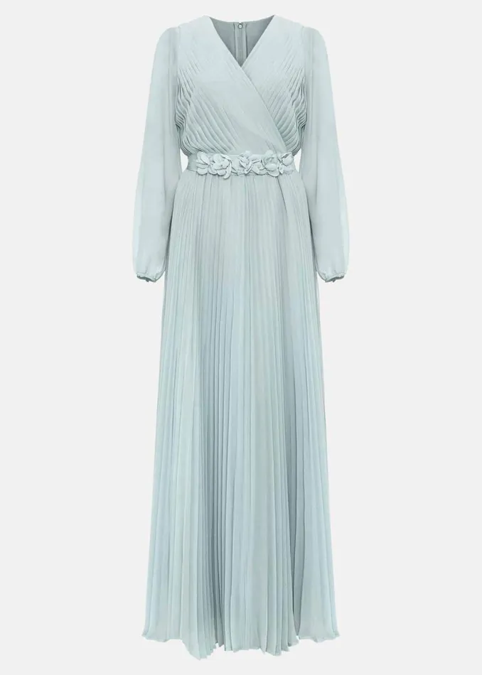 Phase Eight Dresses Alecia Pleat Maxi Dress Pale Blue 8211 Women