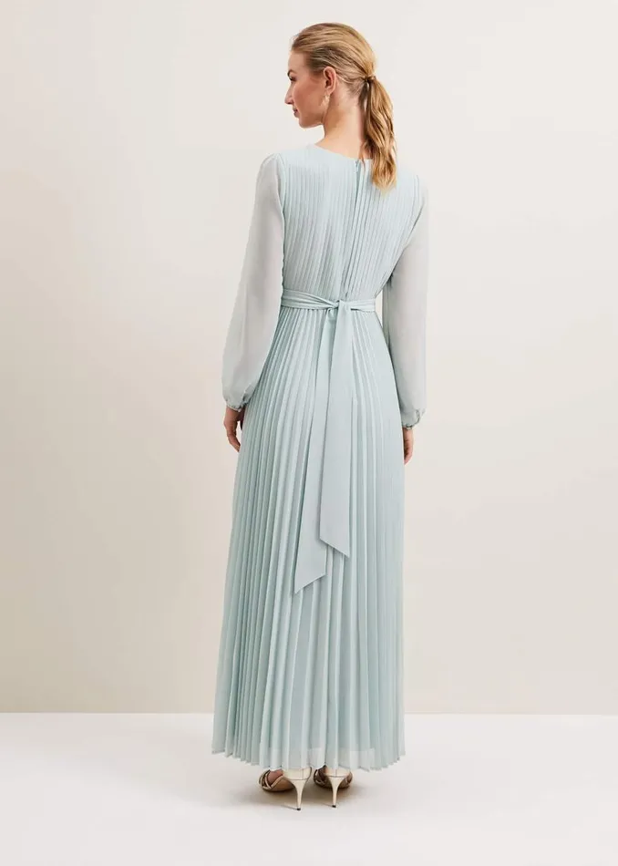 Phase Eight Dresses Alecia Pleat Maxi Dress Pale Blue 8211 Women