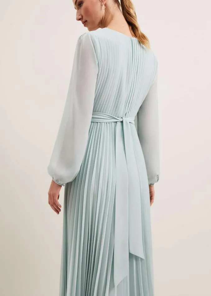 Phase Eight Dresses Alecia Pleat Maxi Dress Pale Blue 8211 Women