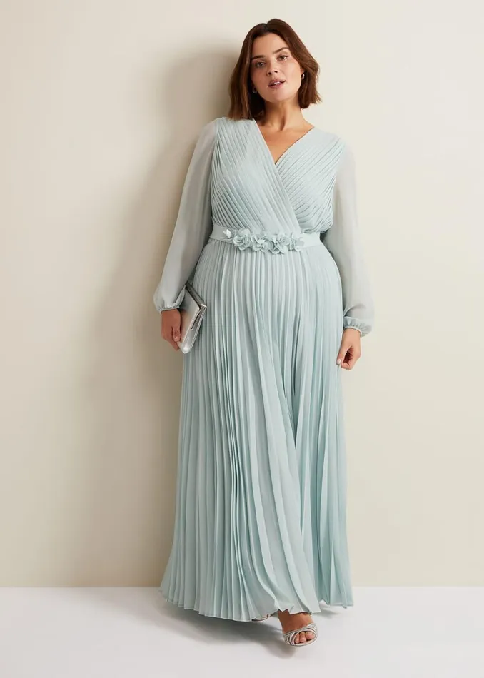 Phase Eight Dresses Alecia Pleat Maxi Dress Pale Blue 8211 Women