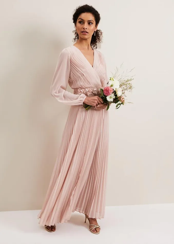 Phase Eight Dresses Alecia Pleated Maxi Dress Antique Rose 8211 Women
