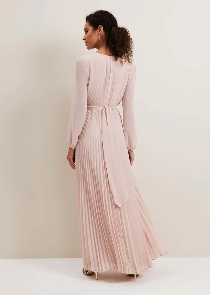 Phase Eight Dresses Alecia Pleated Maxi Dress Antique Rose 8211 Women