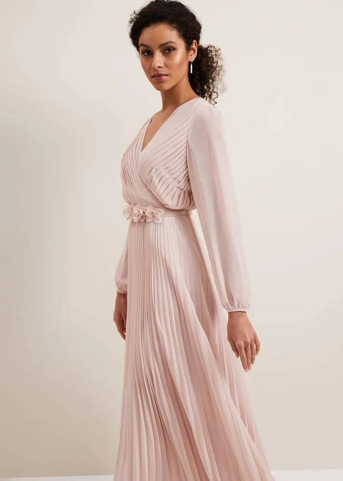 Phase Eight Dresses Alecia Pleated Maxi Dress Antique Rose 8211 Women