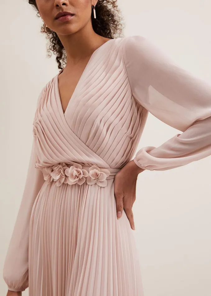 Phase Eight Dresses Alecia Pleated Maxi Dress Antique Rose 8211 Women