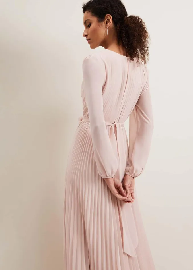 Phase Eight Dresses Alecia Pleated Maxi Dress Antique Rose 8211 Women