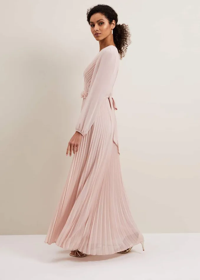 Phase Eight Dresses Alecia Pleated Maxi Dress Antique Rose 8211 Women