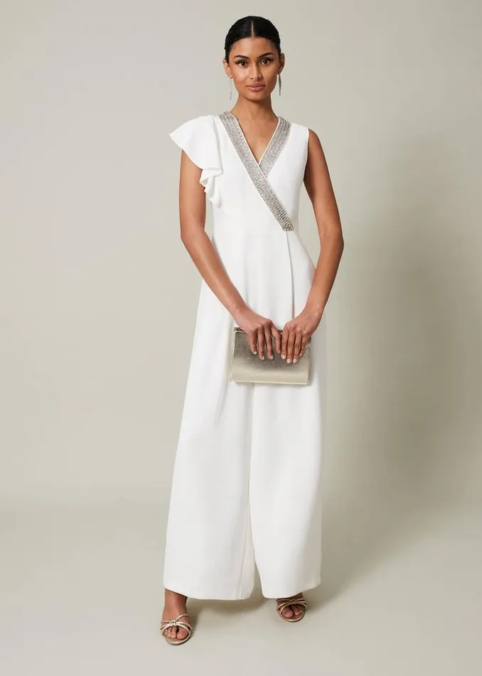 Phase Eight Dresses Alexis White Beaded Jumpsuit White 8211 Women