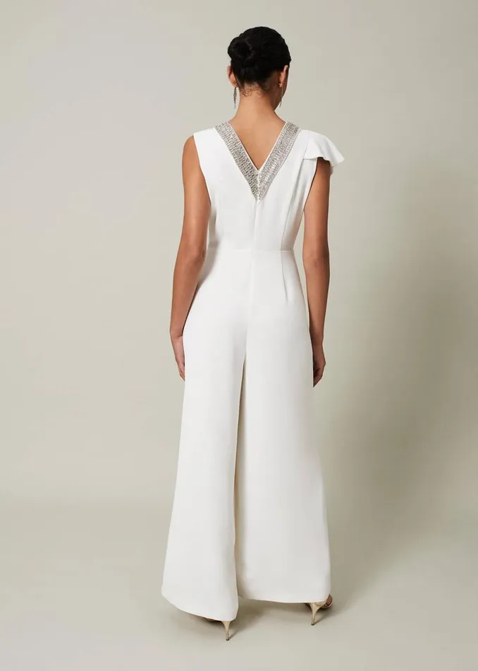 Phase Eight Dresses Alexis White Beaded Jumpsuit White 8211 Women