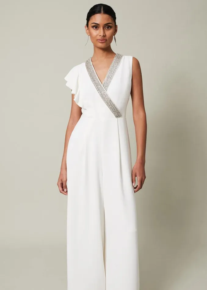 Phase Eight Dresses Alexis White Beaded Jumpsuit White 8211 Women