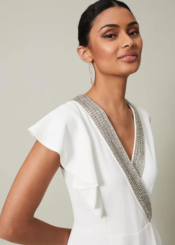 Phase Eight Dresses Alexis White Beaded Jumpsuit White 8211 Women