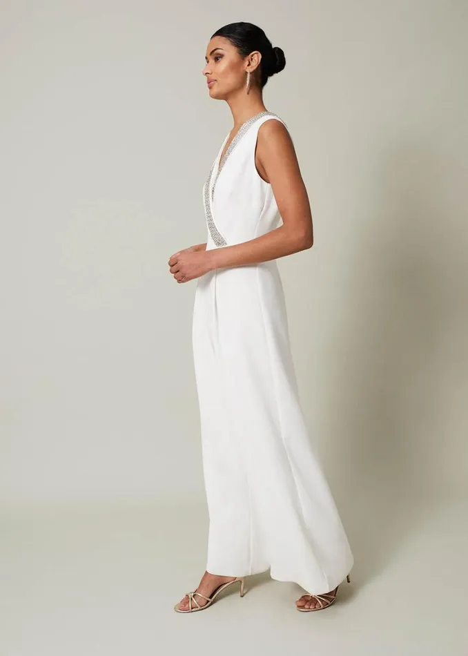 Phase Eight Dresses Alexis White Beaded Jumpsuit White 8211 Women