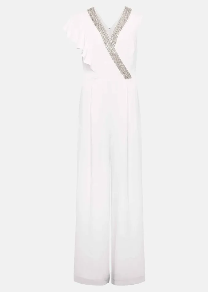 Phase Eight Dresses Alexis White Beaded Jumpsuit White 8211 Women