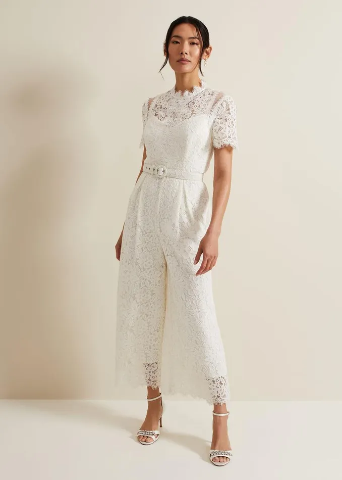 Phase Eight Dresses Amaliah Lace Jumpsuit Ivory 8211 Women