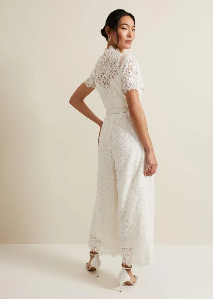 Phase Eight Dresses Amaliah Lace Jumpsuit Ivory 8211 Women