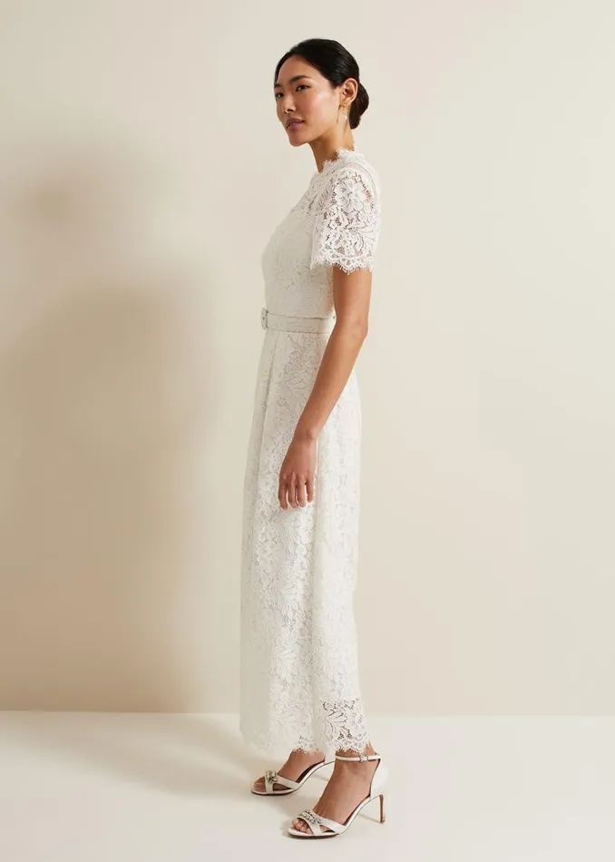 Phase Eight Dresses Amaliah Lace Jumpsuit Ivory 8211 Women