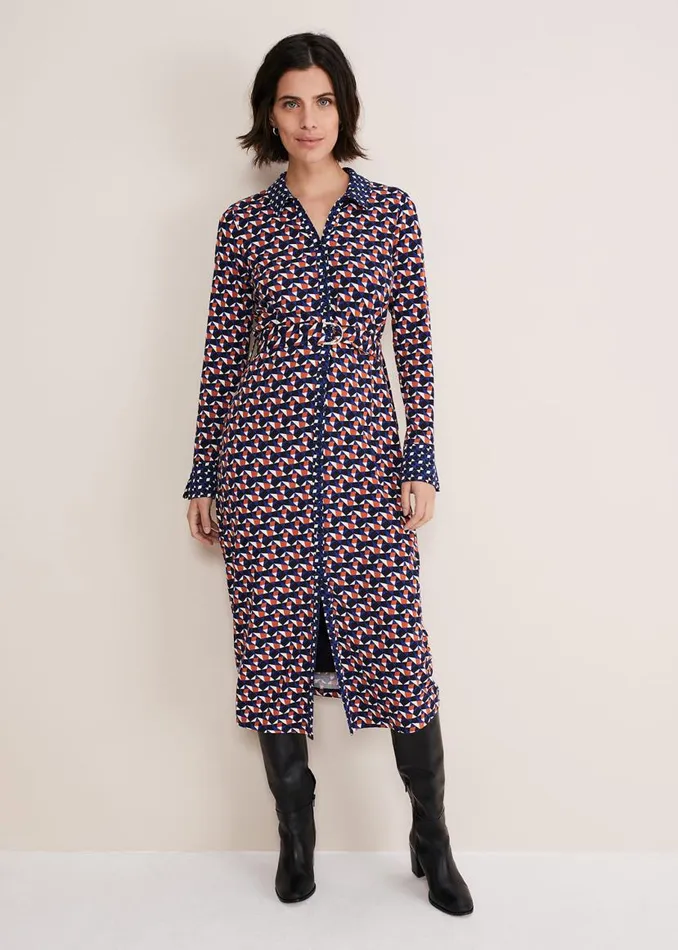 Phase Eight Dresses Amel Geo Fitted Jersey Dress Bluemulti 8211 Women