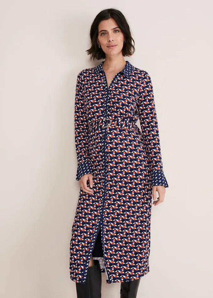 Phase Eight Dresses Amel Geo Fitted Jersey Dress Bluemulti 8211 Women