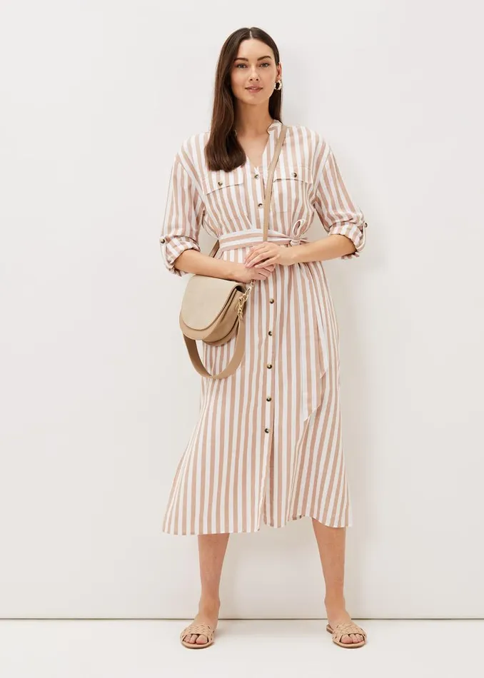 Phase Eight Dresses Ayden Stripe Dress Stonewhite 8211 Women