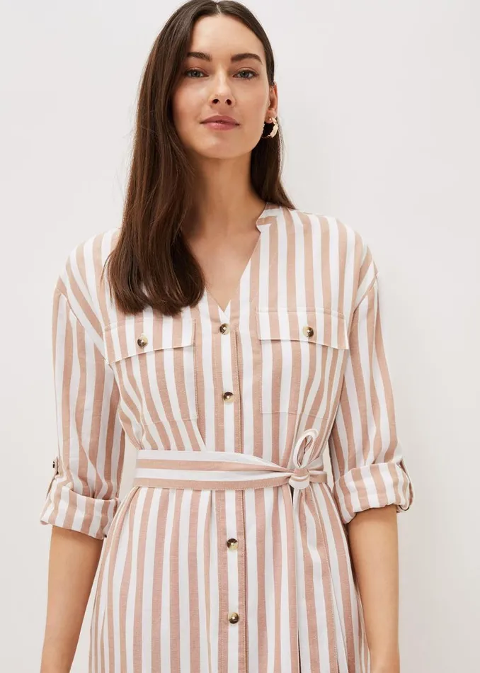 Phase Eight Dresses Ayden Stripe Dress Stonewhite 8211 Women